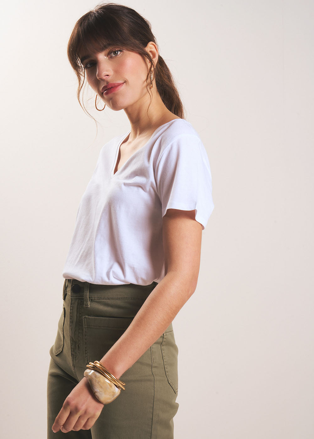 Tee-shirt col V en coton - Sud Express - 5 - Sud Express