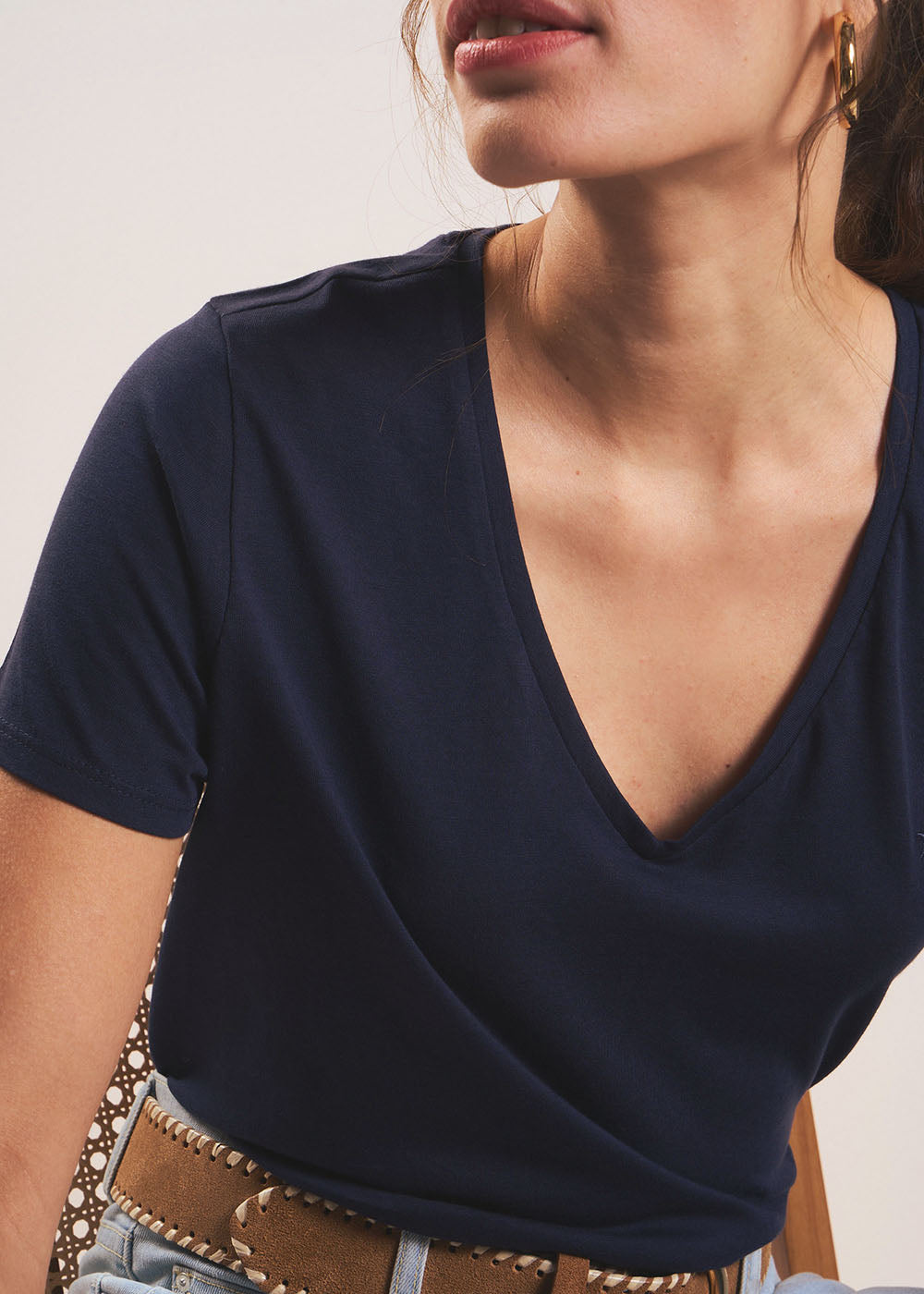 TORIA Tee-shirt col V en coton - 4 - Sud Express - Sud Express