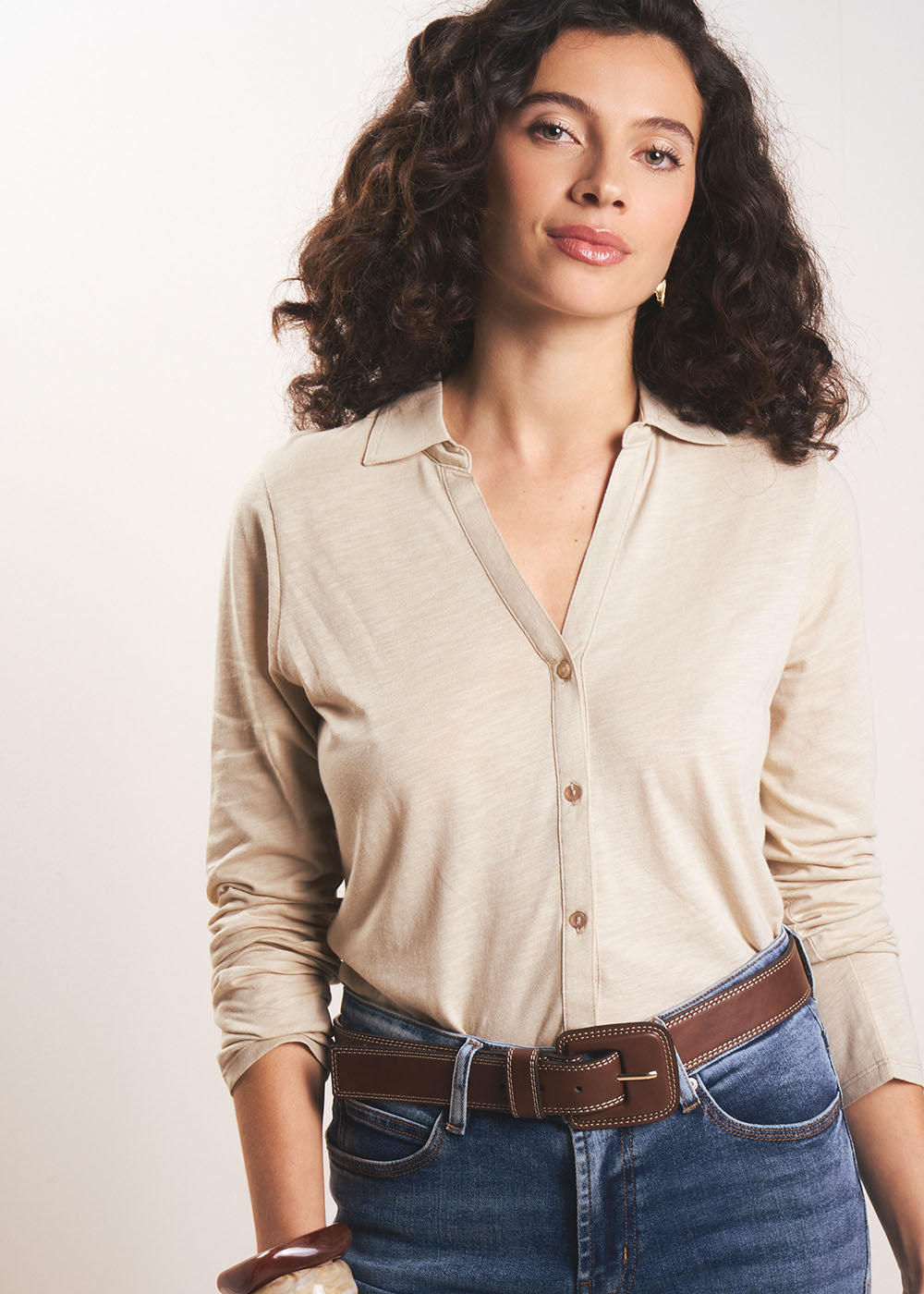 CHIARY Tee-shirt manches longues col chemise - 4 - Sud Express - Sud Express