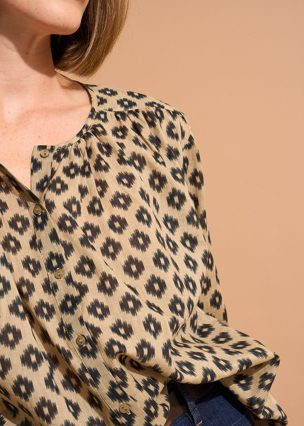 Chemisier imprimé encolure ronde sans col - Sud Express - 4 - Sud Express