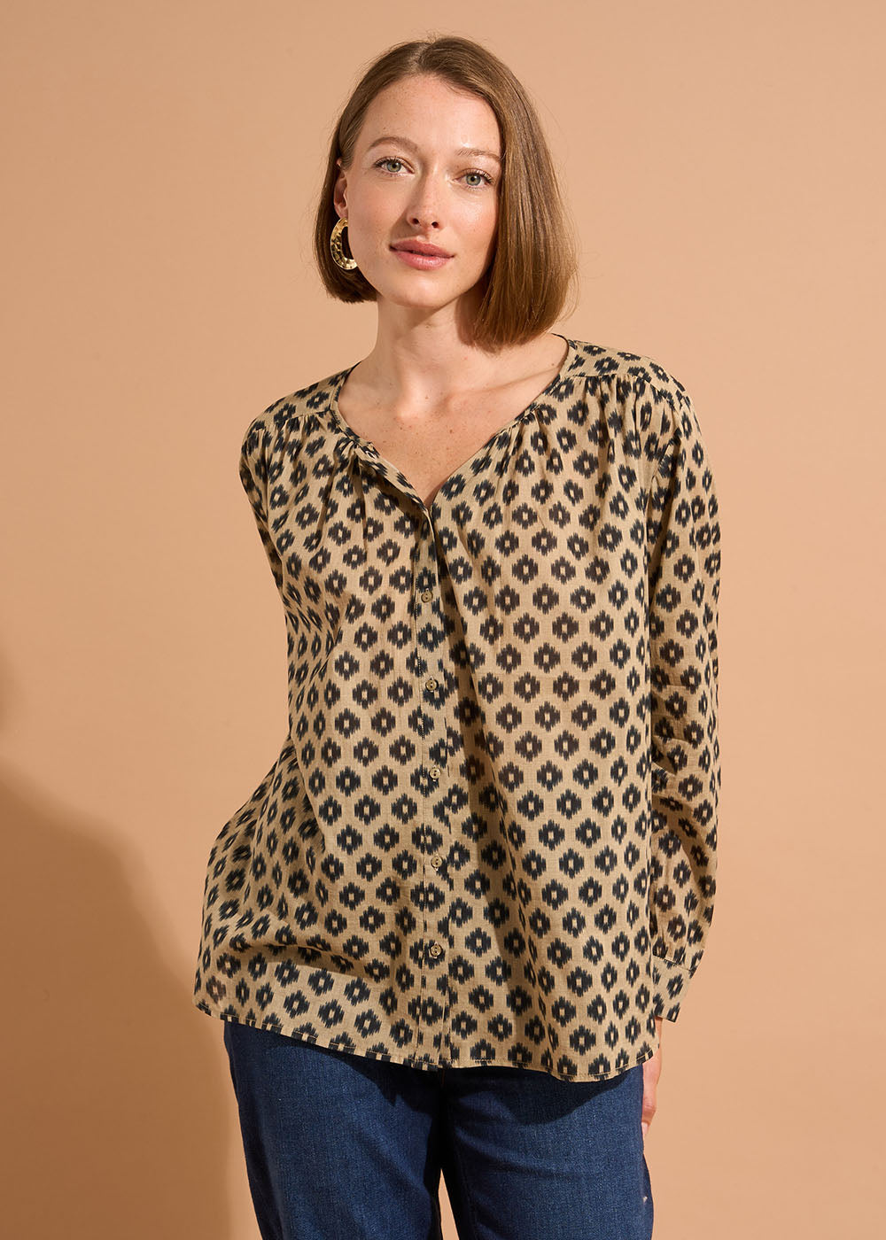 Chemisier imprimé encolure ronde sans col - Sud Express - 5 - Sud Express