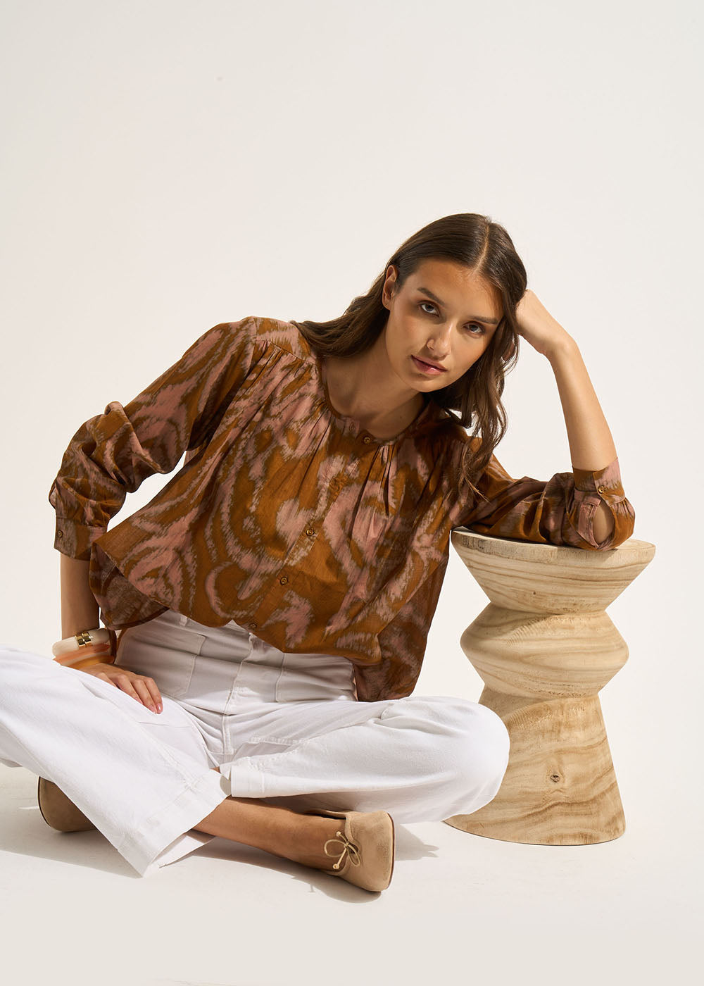 CALMA Chemise imprimée en coton à manches longues encolure ronde - 4 - Sud Express - Sud Express