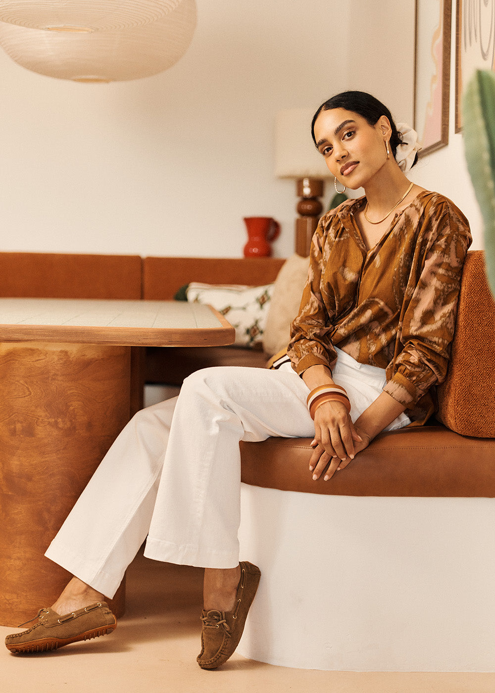 Chemise imprimée en coton à manches longues encolure ronde - Sud Express - 7 - Sud Express