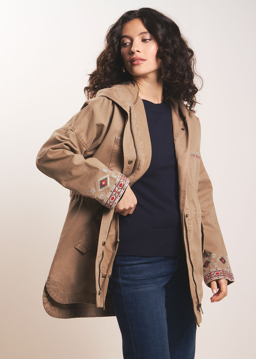 VALOUISE Parka en coton brodée à capuche - 1 - Sud Express - Sud Express