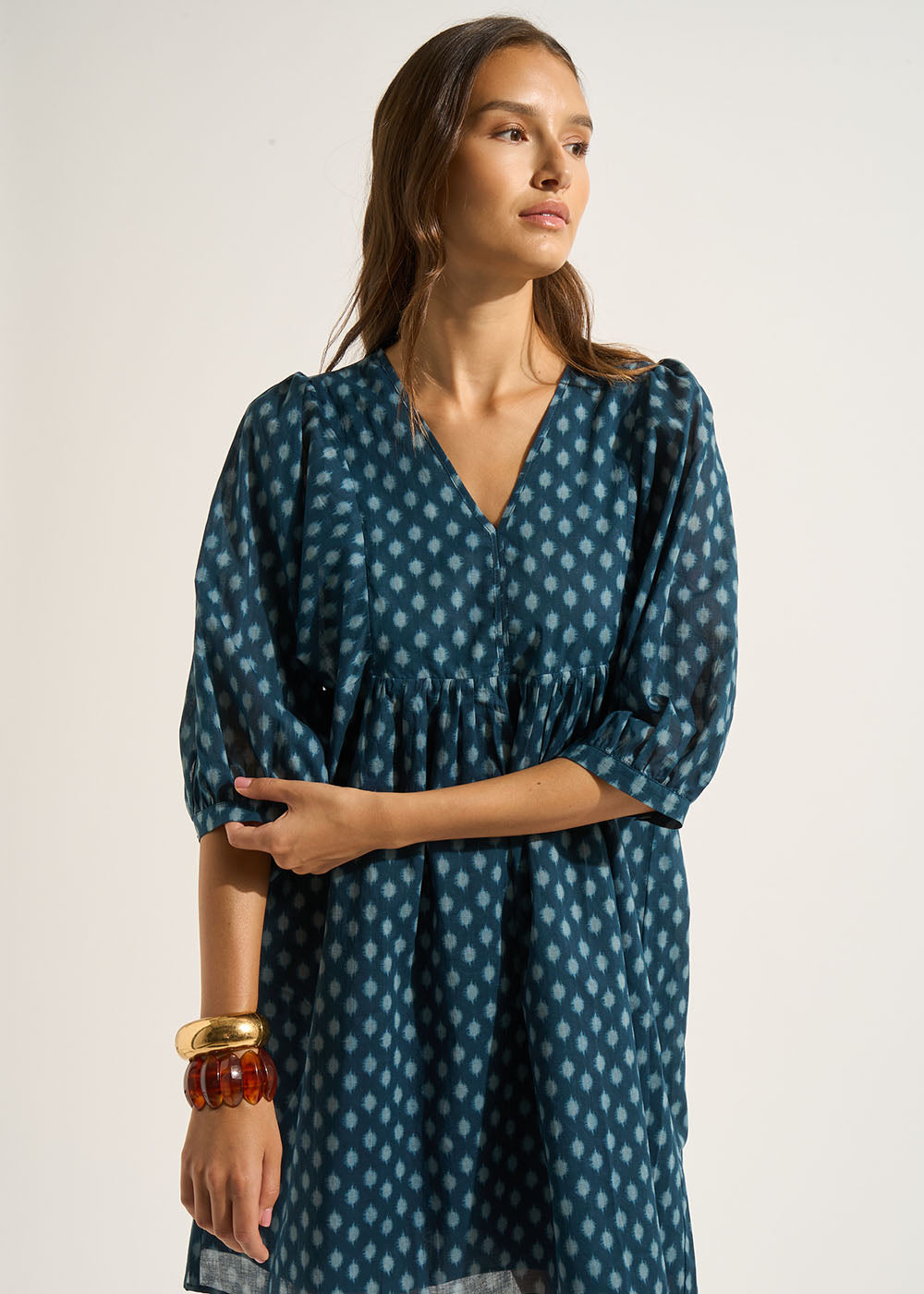 Robe courte imprimée avec manches courtes ballon - Sud Express - 5 - Sud Express