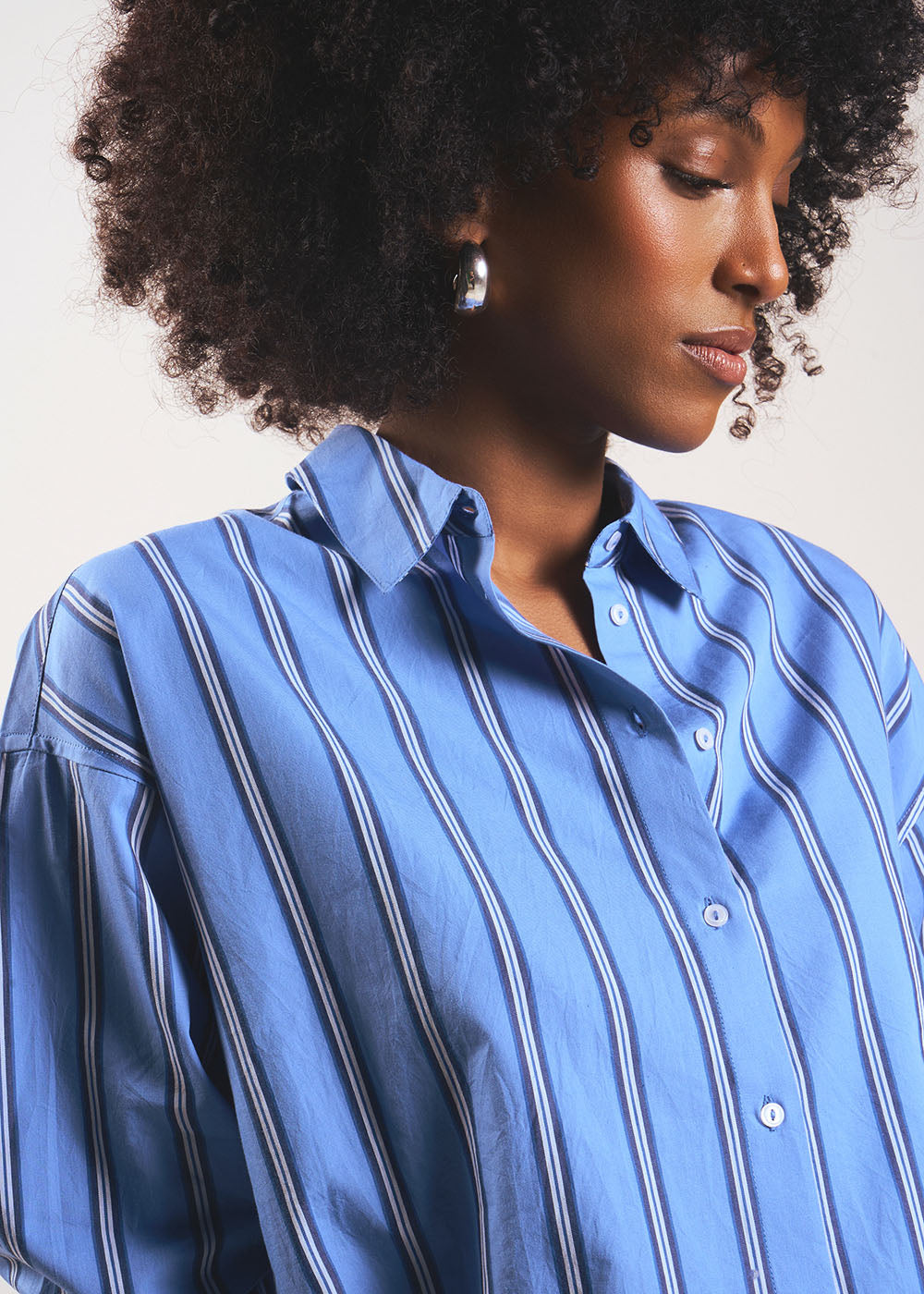 Chemise oversize en coton à rayures larges - Sud Express - 2 - Sud Express