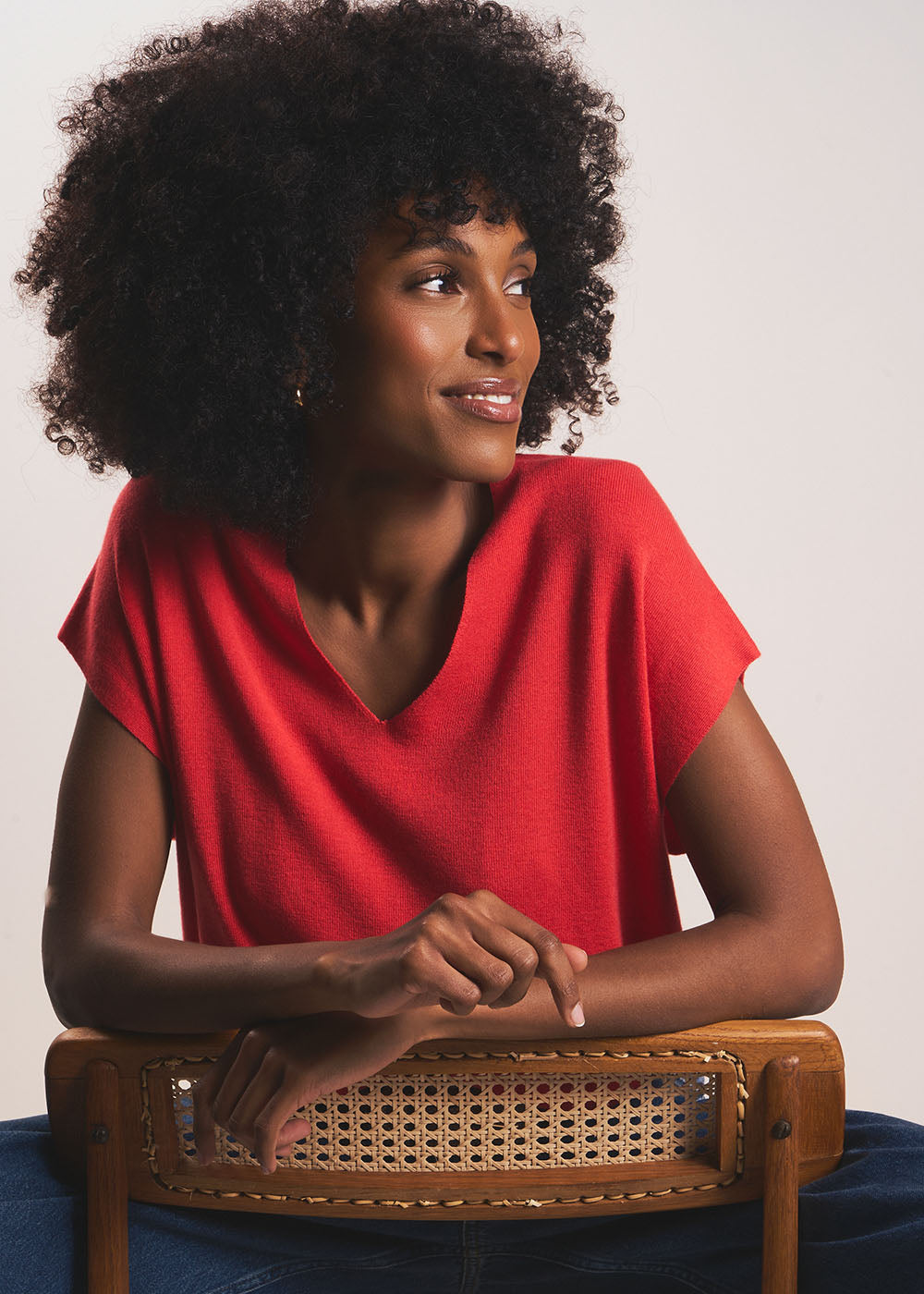 MATINY Pull sans manches à col V en maille côtelée - 1 - Sud Express - Sud Express