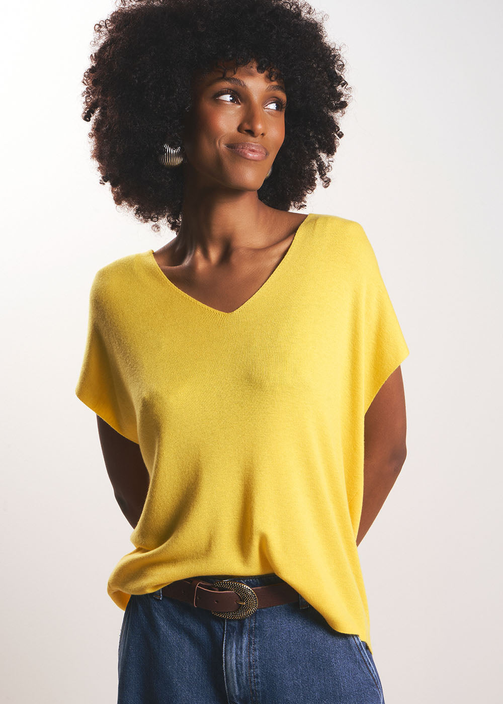 MATINY Pull sans manches à col V en maille côtelée - 1 - Sud Express - Sud Express