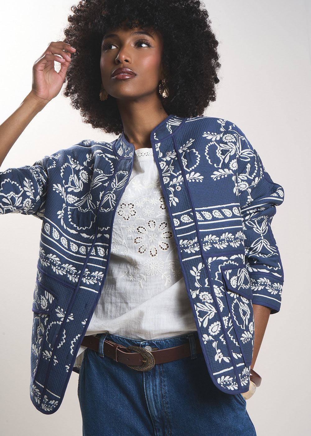 VASTO  Veste jacquard à motif floral - 1 - Sud Express - Sud Express