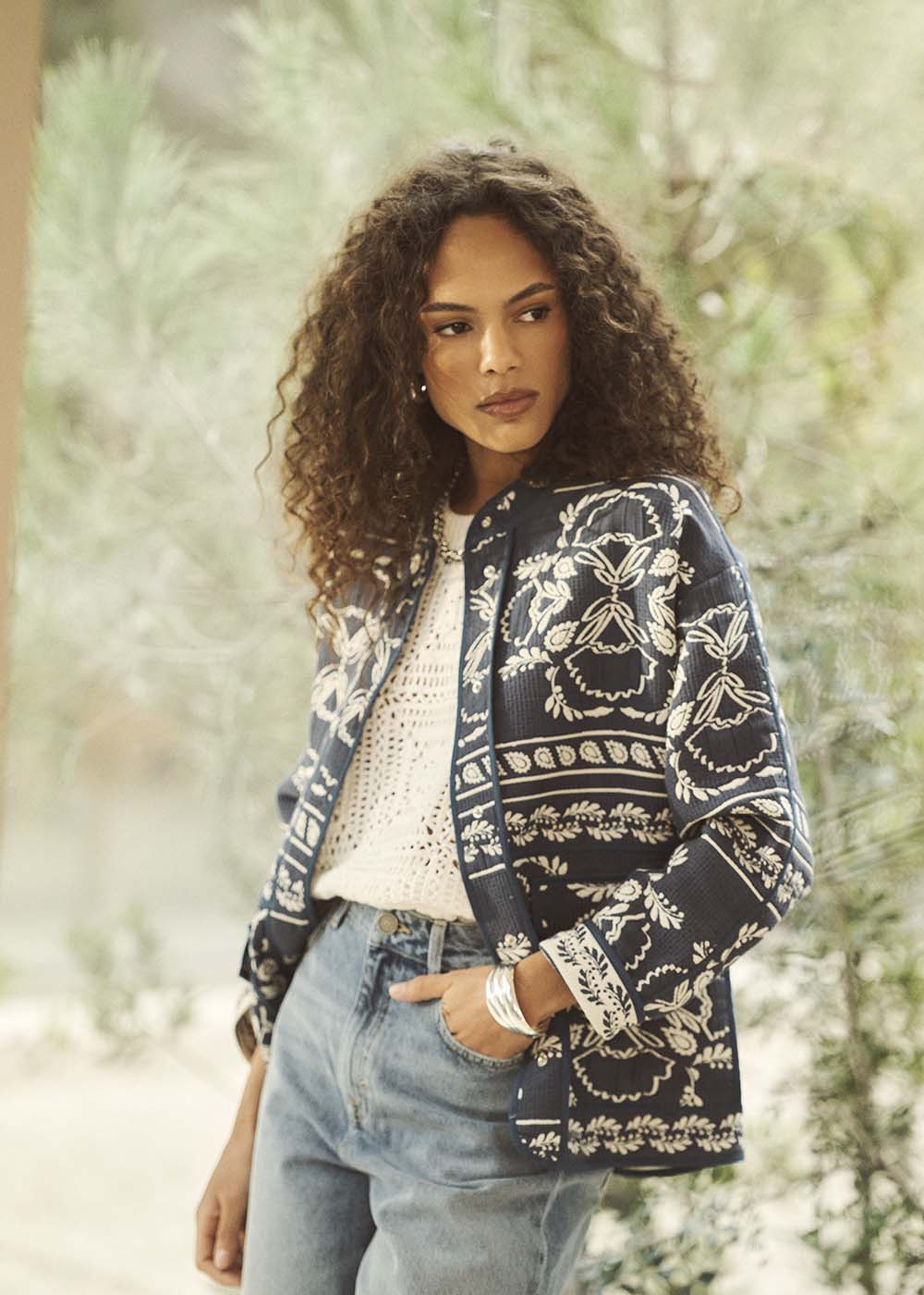 VASTO  Veste jacquard à motif floral - 1 - Sud Express - Sud Express