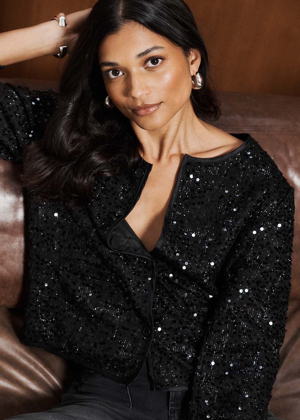 VICHA Veste courte brodée de sequins - 2 - Sud Express - Sud Express