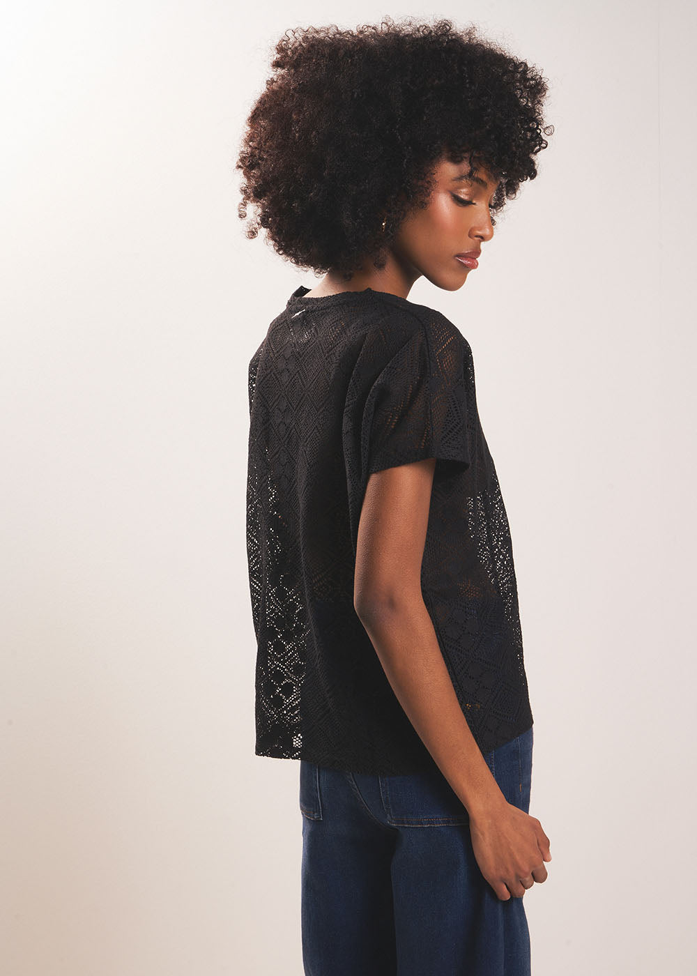 TASIANY T-shirt à col V en dentelle fine - 3 - Sud Express - Sud Express