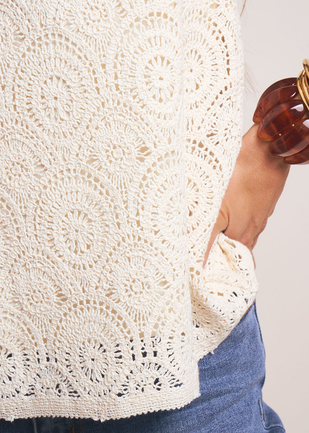 TYASEM Haut en dentelle guipure col V - 4 - Sud Express - Sud Express