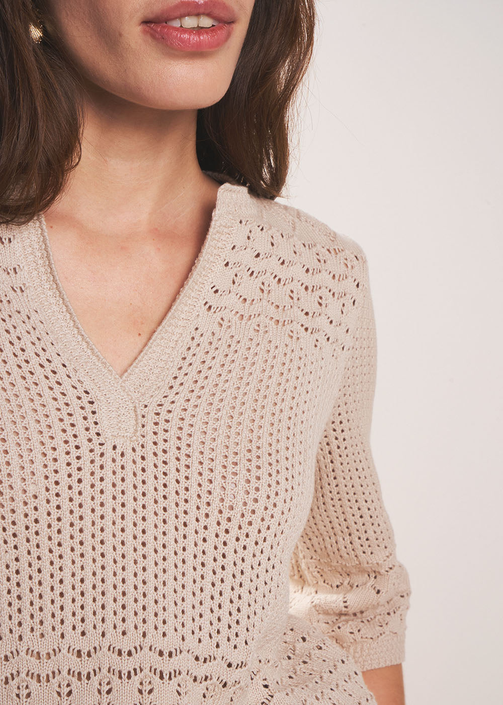 MOSY Pull à encolure tunisienne en maille ajourée - 2 - Sud Express - Sud Express