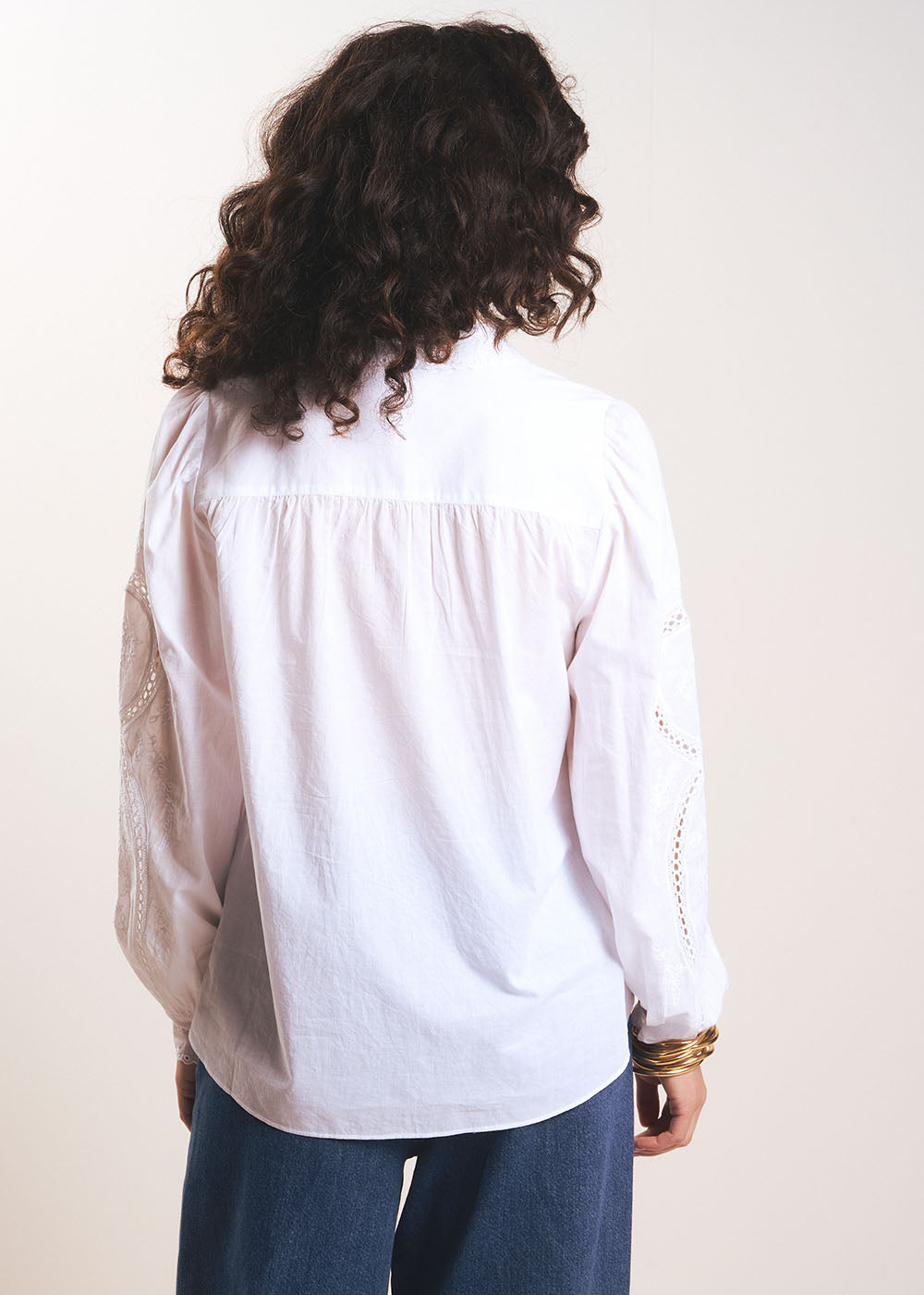 CORALINA Chemisier brodé manches longues bouffantes en coton - 3 - Sud Express - Sud Express