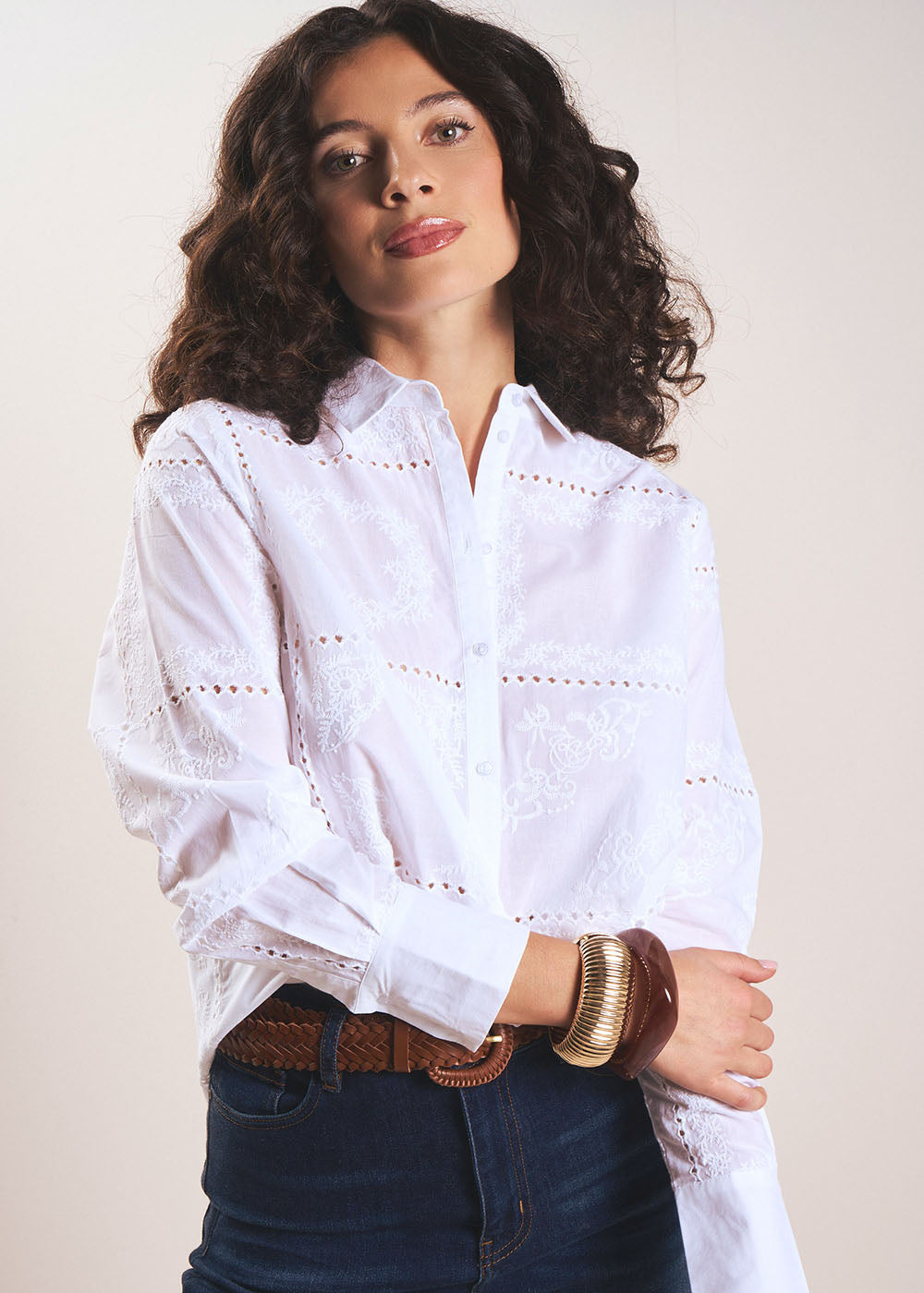 CALIPSO Chemise en coton brodé - 1 - Sud Express - Sud Express