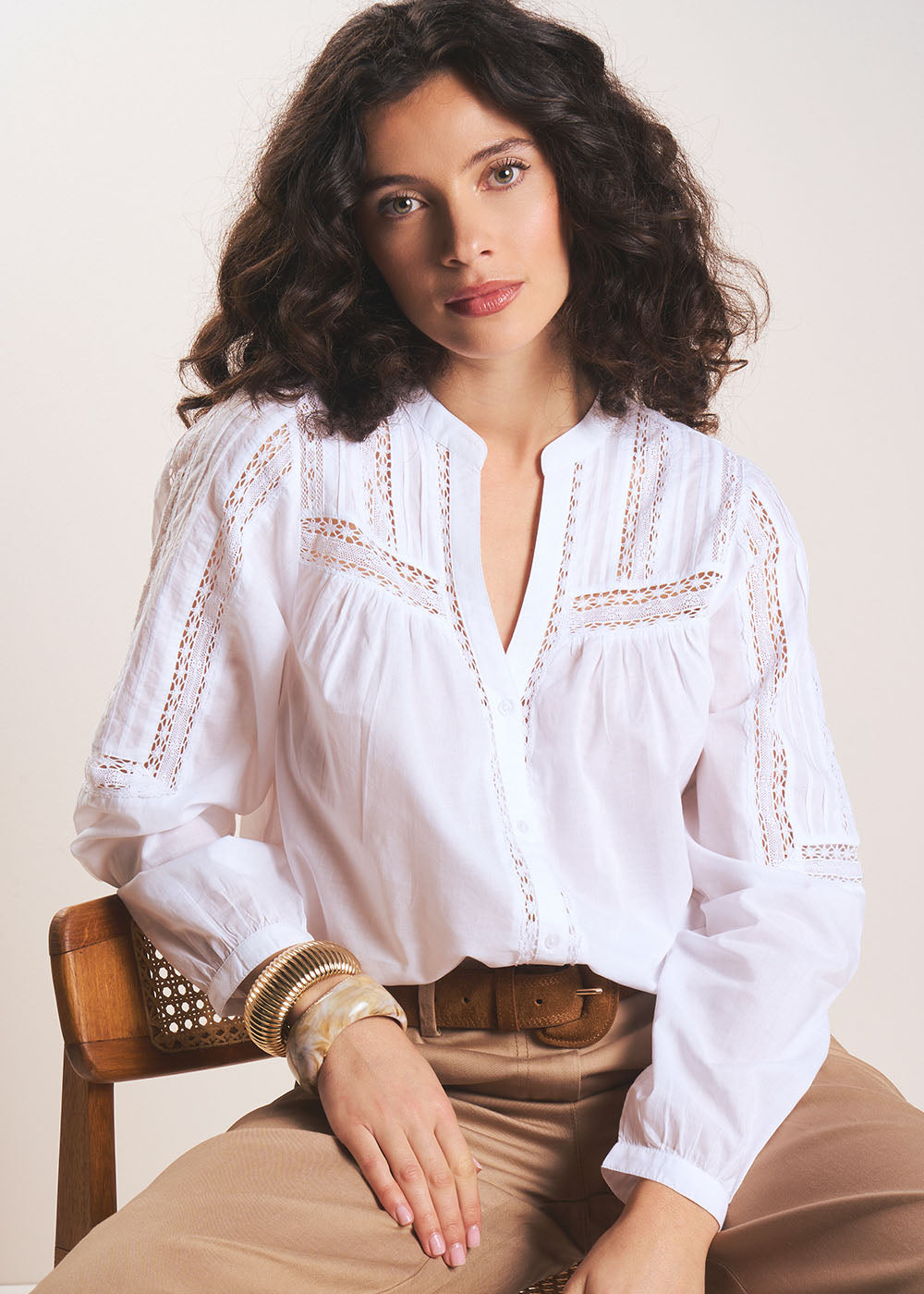 TANISSA Blouse ajourée à manches longues - 1 - Sud Express - Sud Express