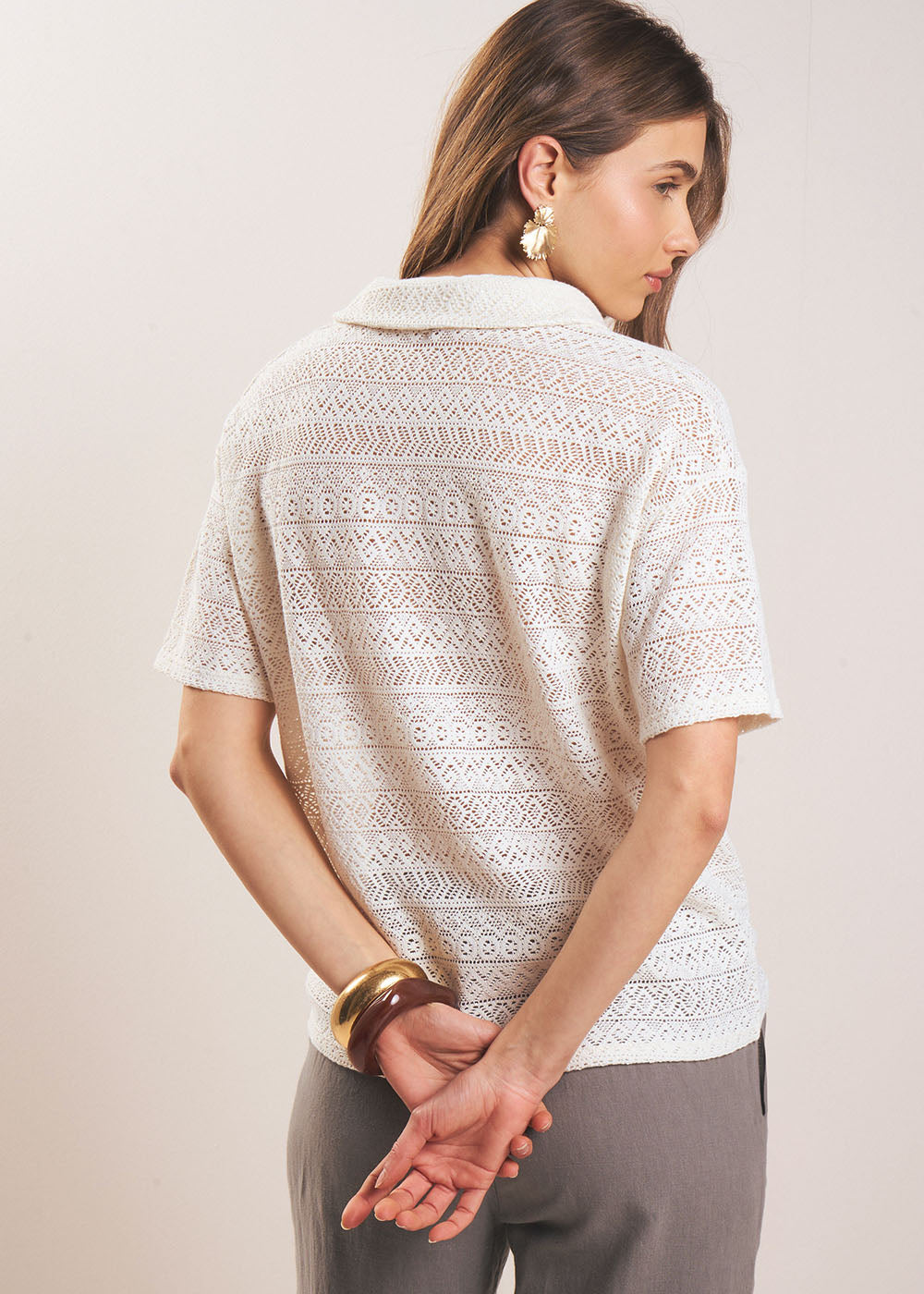 TARIONI T-shirt col chemise en dentelle - 3 - Sud Express - Sud Express