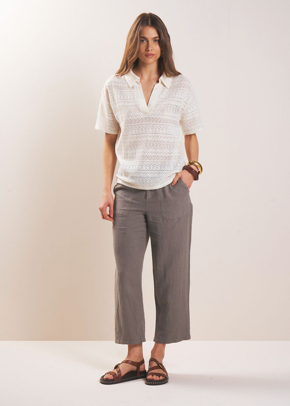T-shirt col chemise en dentelle - Sud Express - 5 - Sud Express