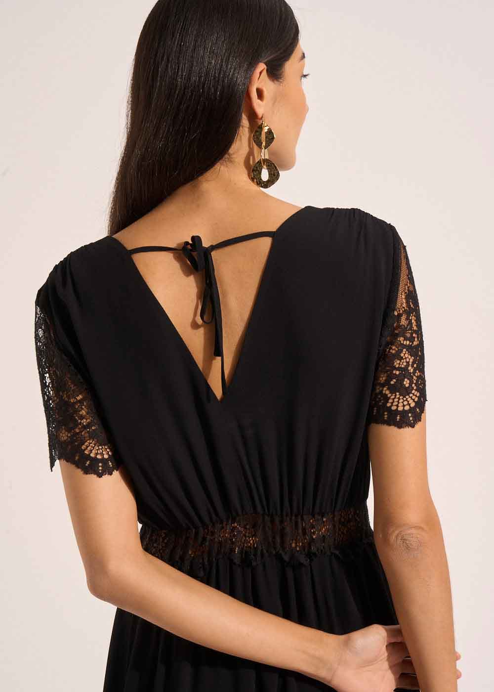 RILOUMA Robe midi col V avec dentelles - 3 - Sud Express - Sud Express