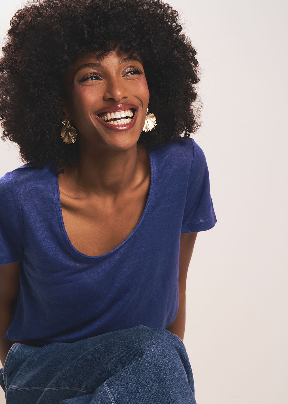 TIMBA T-shirt en lin col rond ouvert - 4 - Sud Express - Sud Express