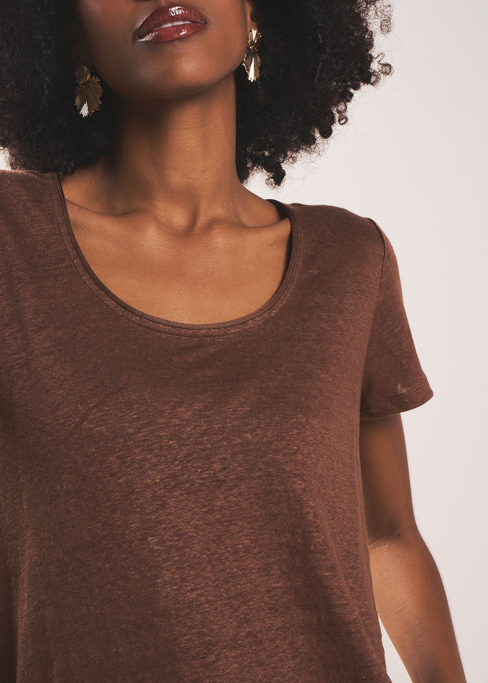 TIMBA T-shirt en lin col rond ouvert - 2 - Sud Express - Sud Express