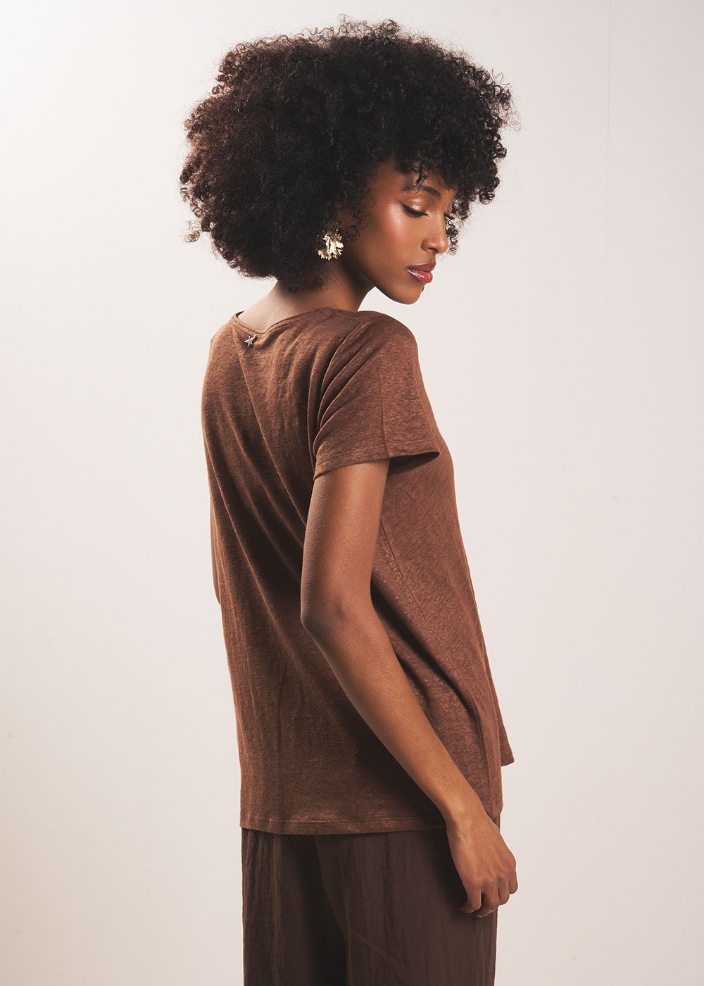 TIMBA T-shirt en lin col rond ouvert - 3 - Sud Express - Sud Express