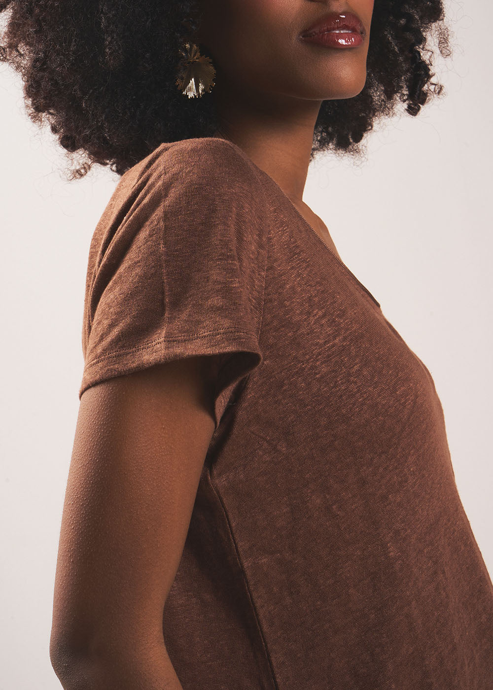 TIMBA T-shirt en lin col rond ouvert - 4 - Sud Express - Sud Express