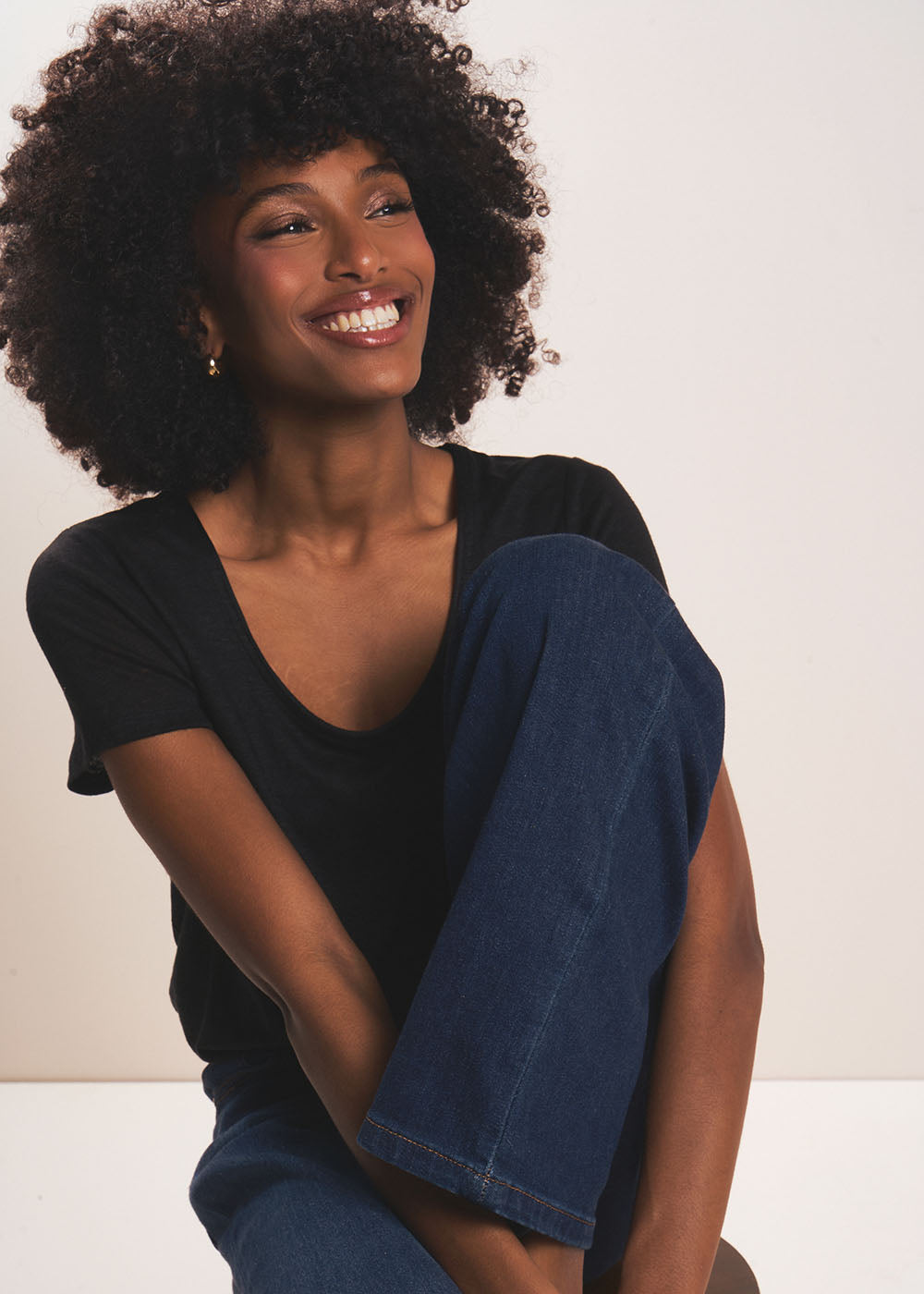 TIMBA T-shirt en lin col rond ouvert - 1 - Sud Express - Sud Express