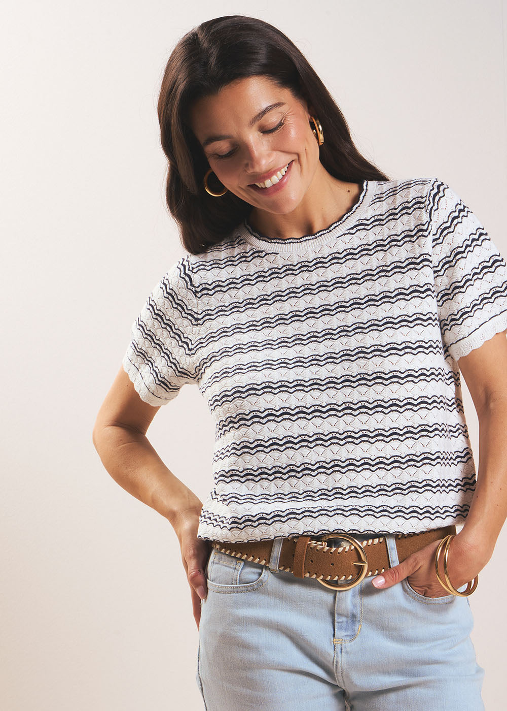 MATY Pull à manches courtes rayé - 4 - Sud Express - Sud Express