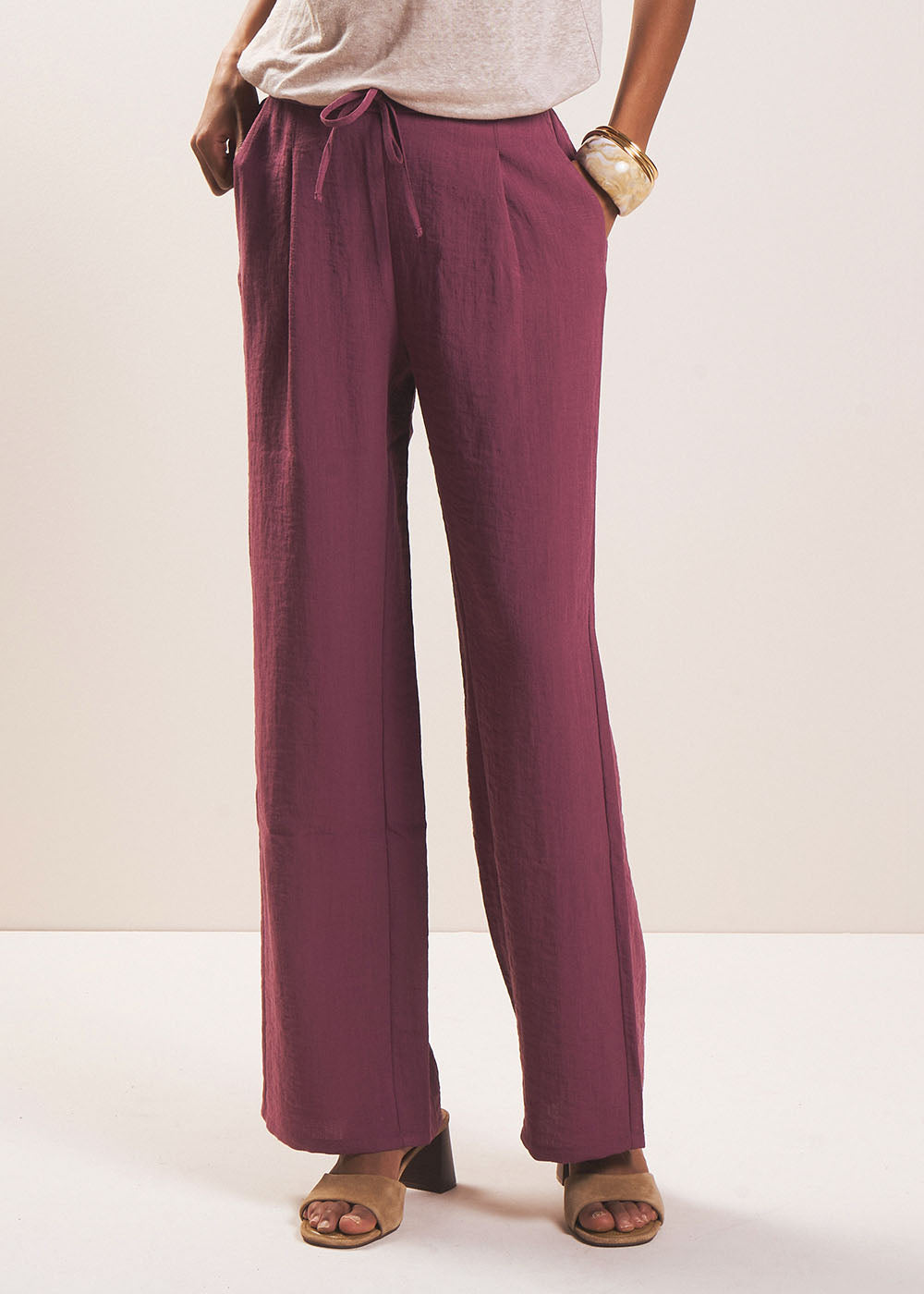 POSSYLIA Pantalon fluide taille haute et jambe droite - 1 - Sud Express - Sud Express