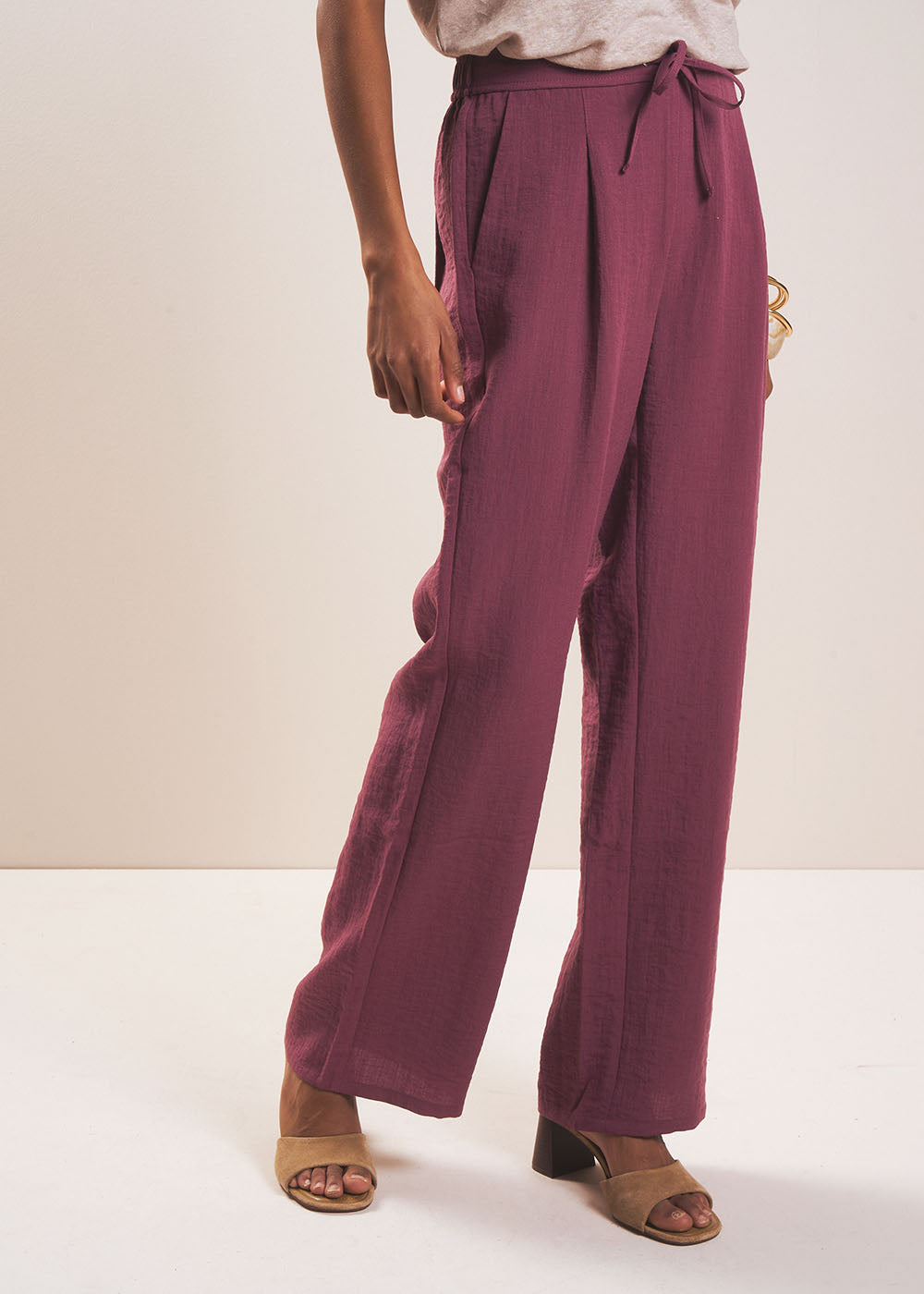 POSSYLIA Pantalon fluide taille haute et jambe droite - 4 - Sud Express - Sud Express