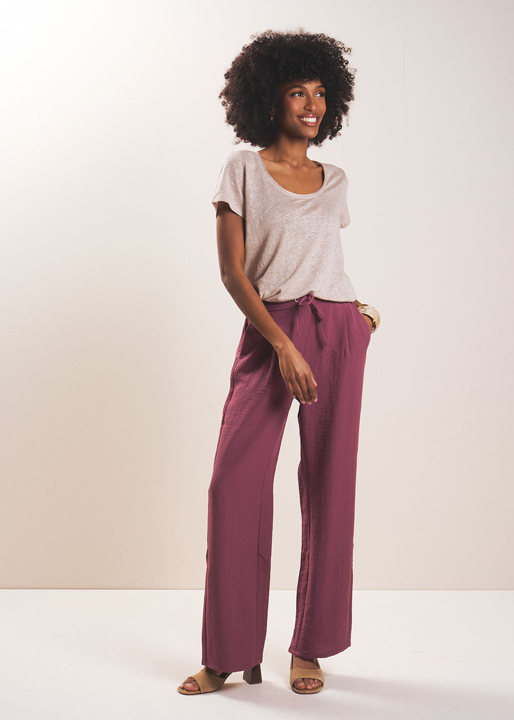 Pantalon fluide taille haute et jambe droite - Sud Express - 5 - Sud Express