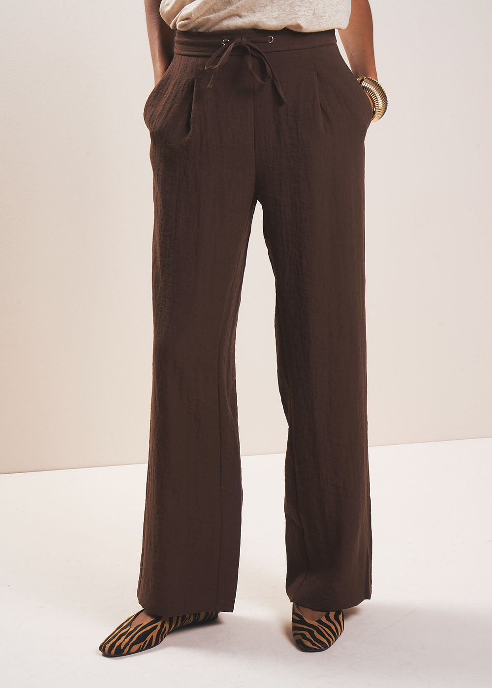 POSSYLIA Pantalon fluide taille haute et jambe droite - 1 - Sud Express - Sud Express