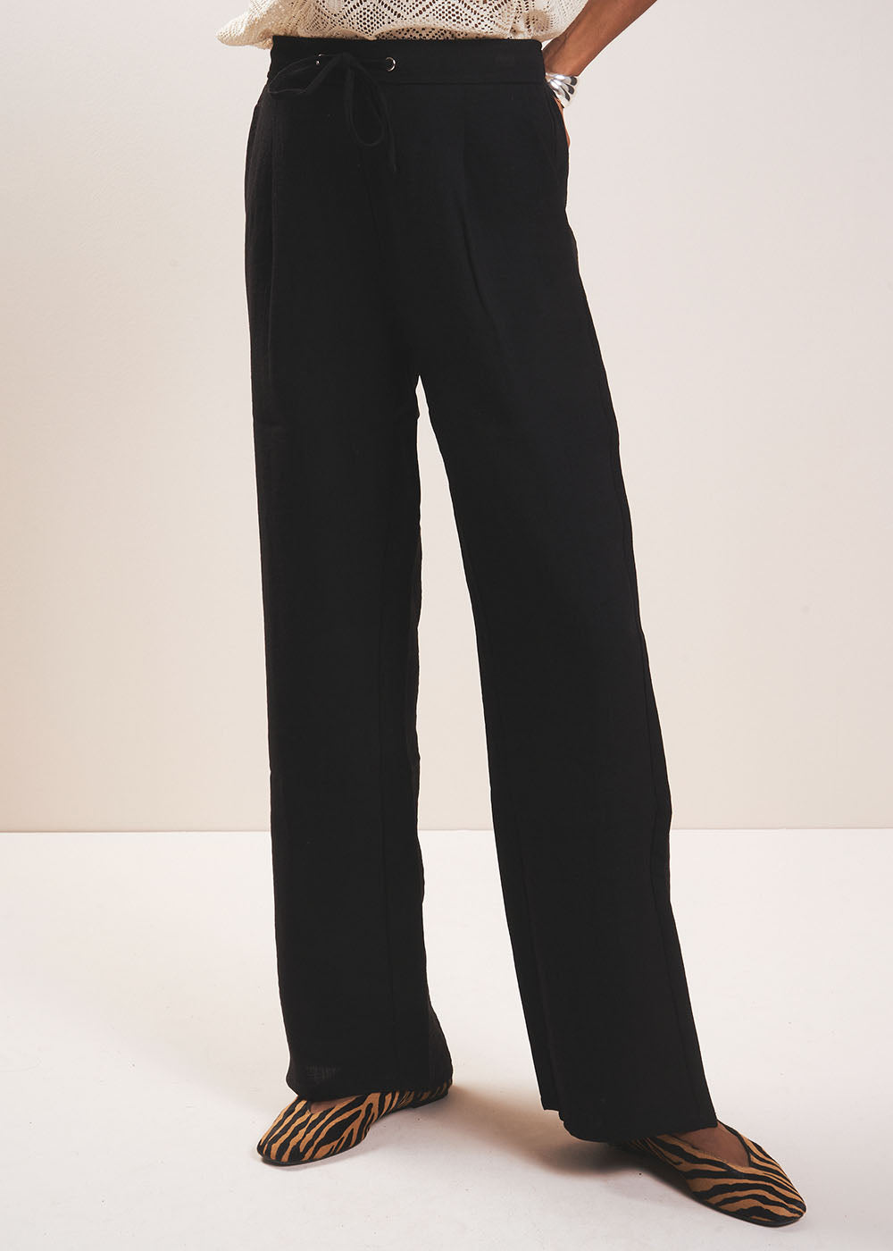 POSSYLIA Pantalon fluide taille haute et jambe droite - 1 - Sud Express - Sud Express