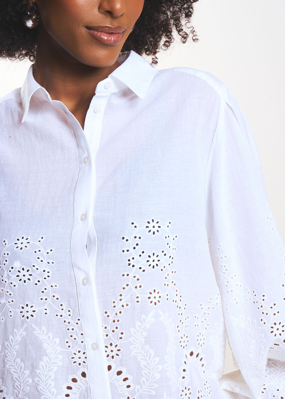 CAJASMINE Chemise brodée avec manches volumineuses - 4 - Sud Express - Sud Express
