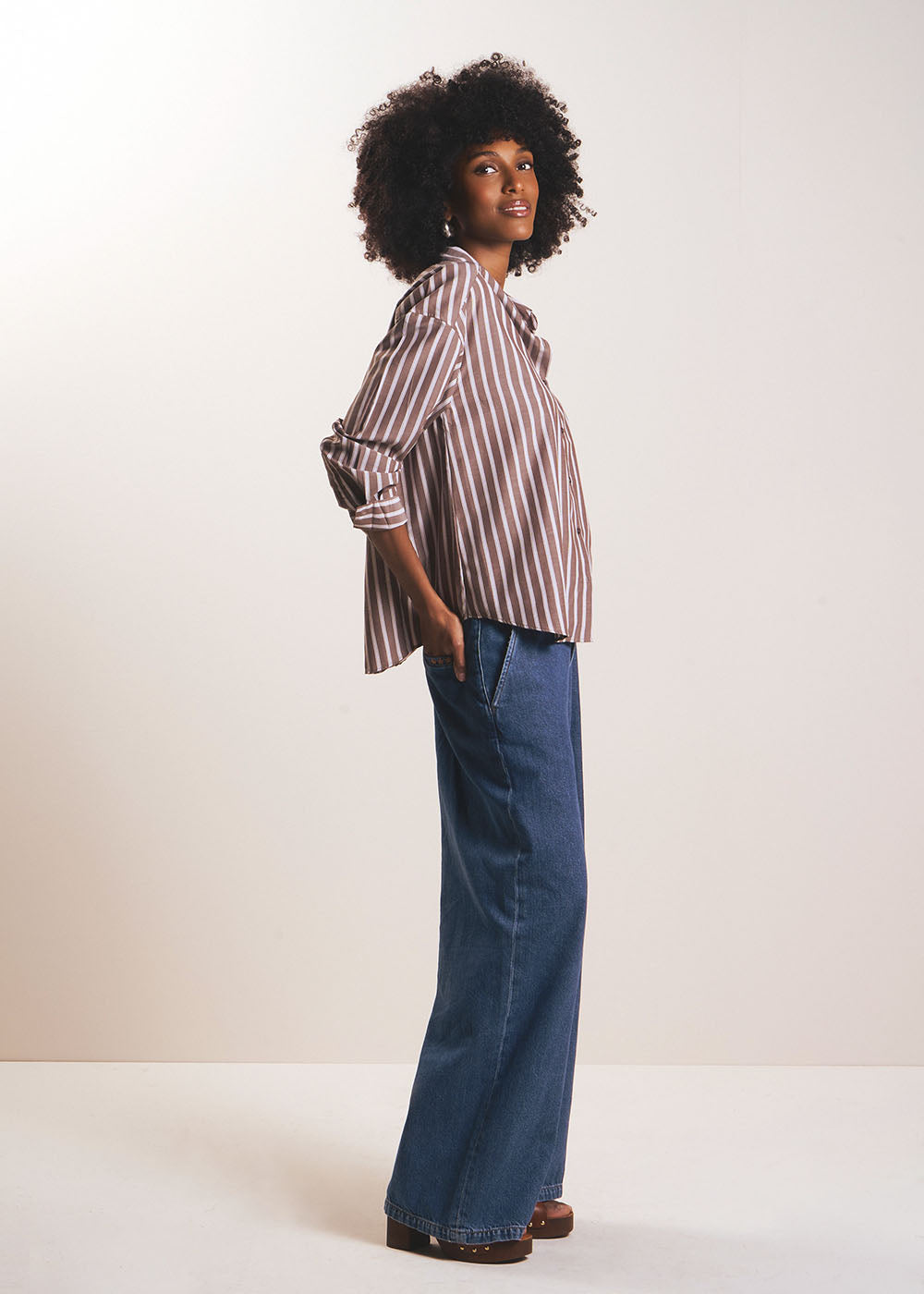 CLEMENCIA Chemise oversize à rayures contrastées - 4 - Sud Express - Sud Express