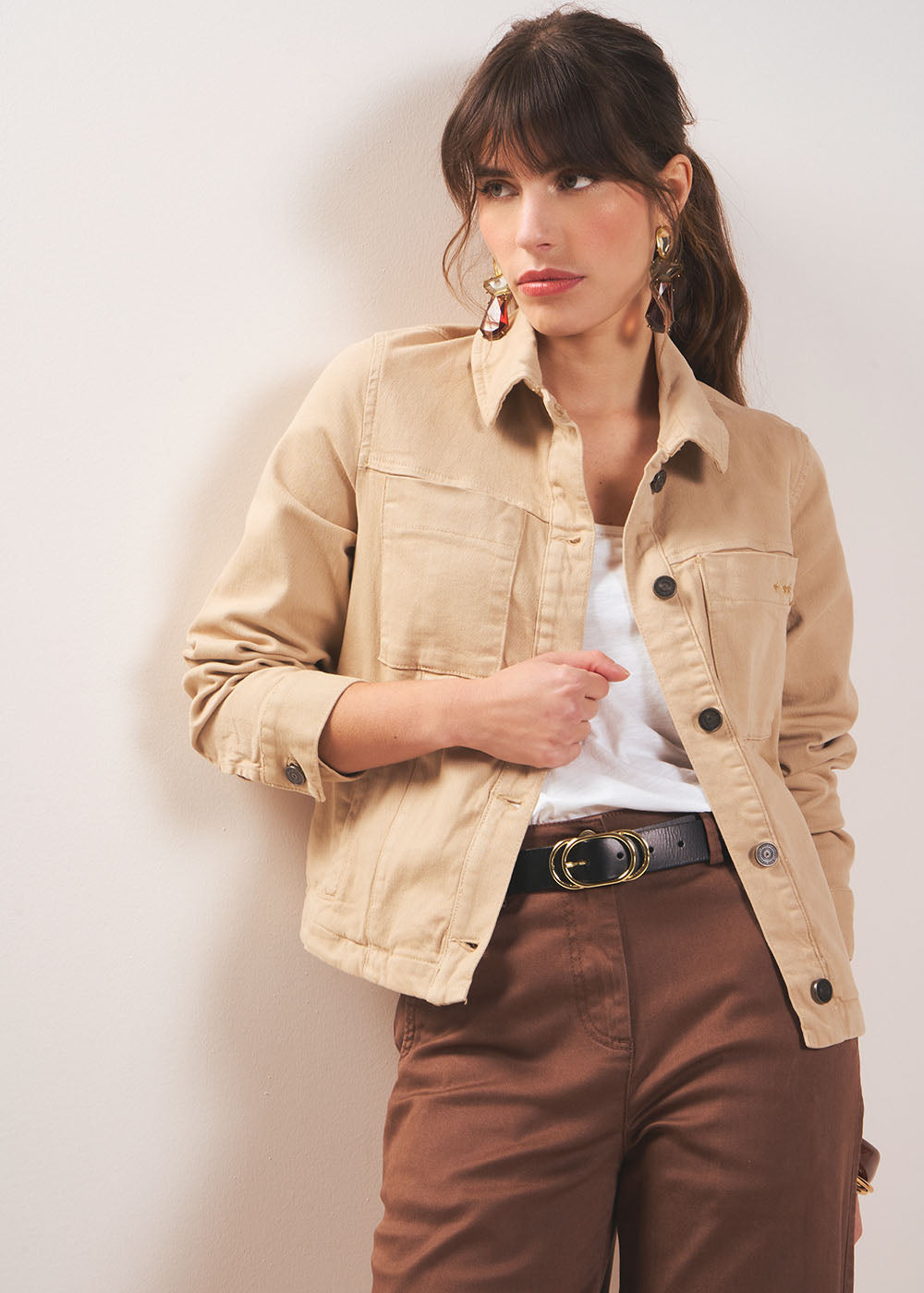 VIOLANI Veste à col chemise à surpiqûres - 1 - Sud Express - Sud Express