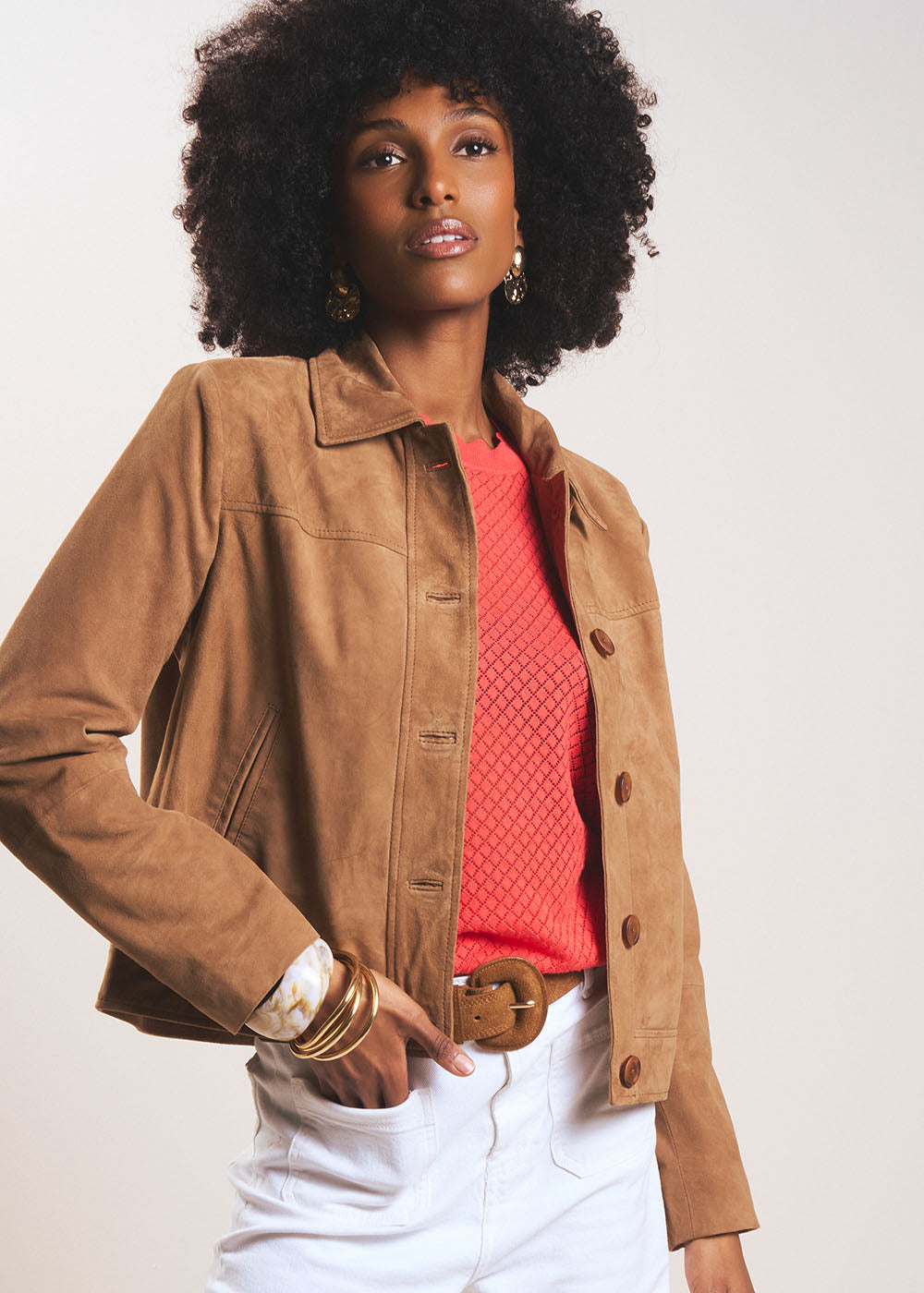 VULALY Veste courte en cuir - 1 - Sud Express - Sud Express