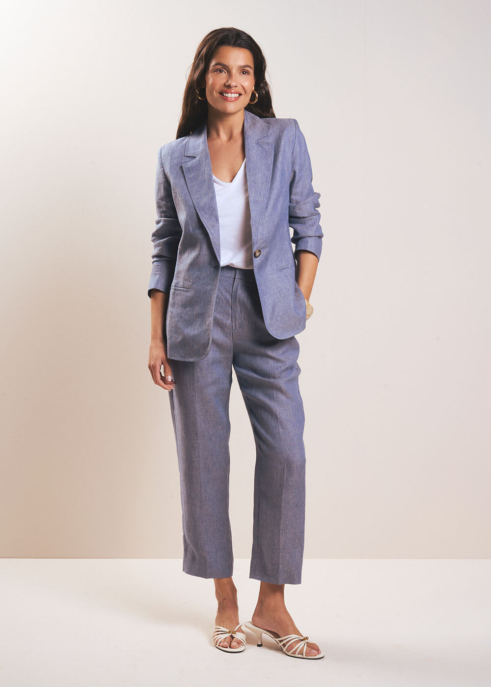 VALTO Veste tailleur longue en lin - 1 - Sud Express - Sud Express
