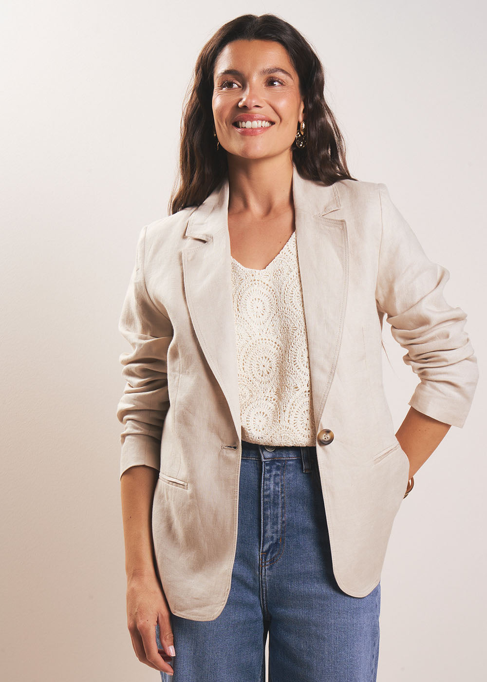 VALTO Veste tailleur longue en lin - 1 - Sud Express - Sud Express