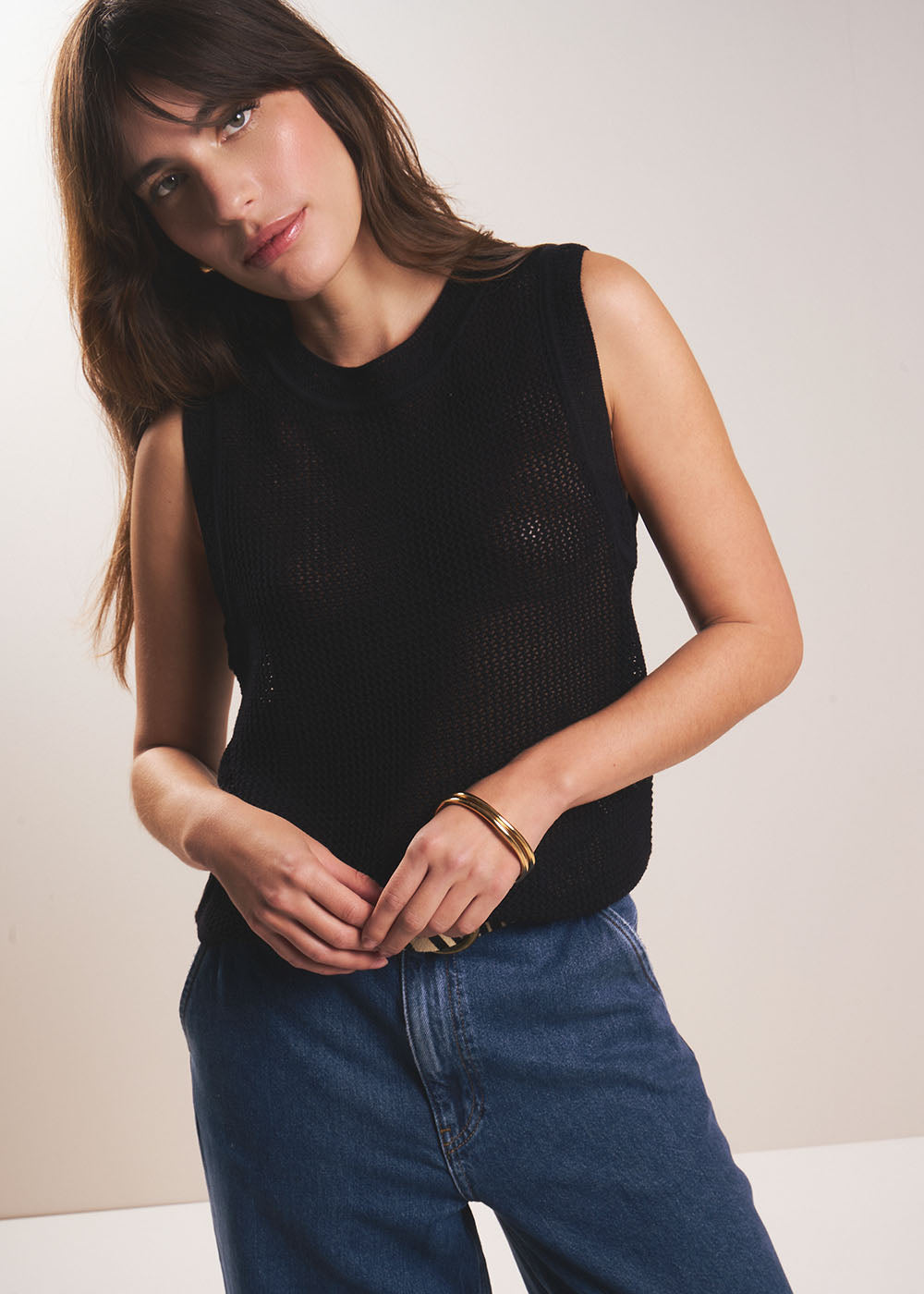 Débardeur en maille avec détails aux emmanchures - Sud Express - 5 - Sud Express