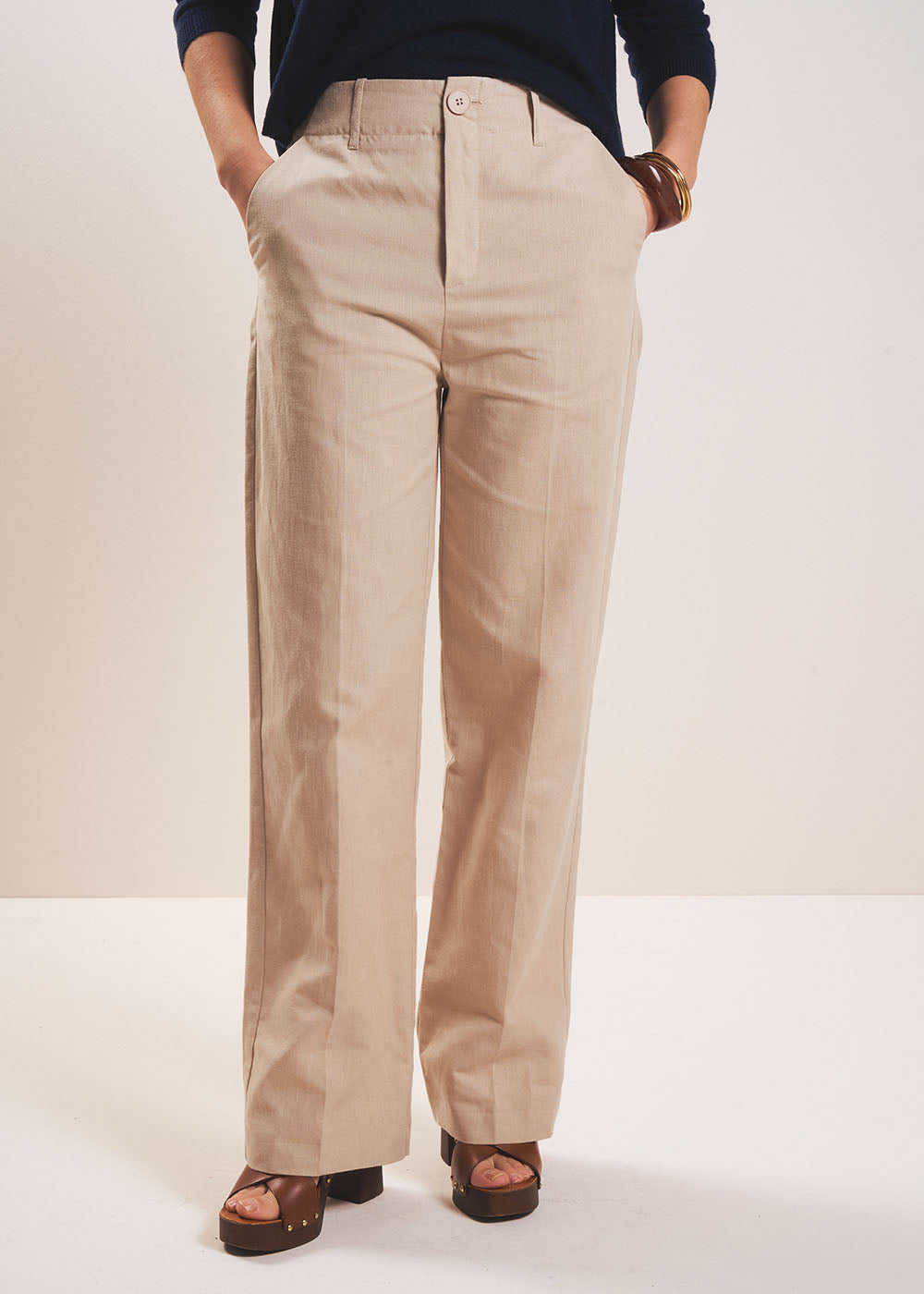 POLAK Pantalon tailleur droit en lin - 1 - Sud Express - Sud Express