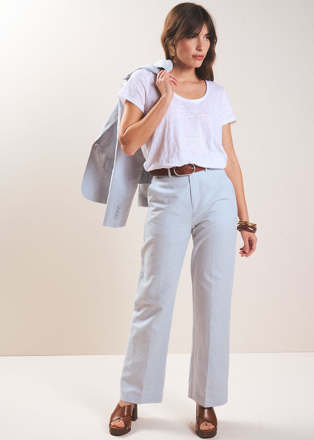 POLAK Pantalon tailleur droit en lin - 1 - Sud Express - Sud Express