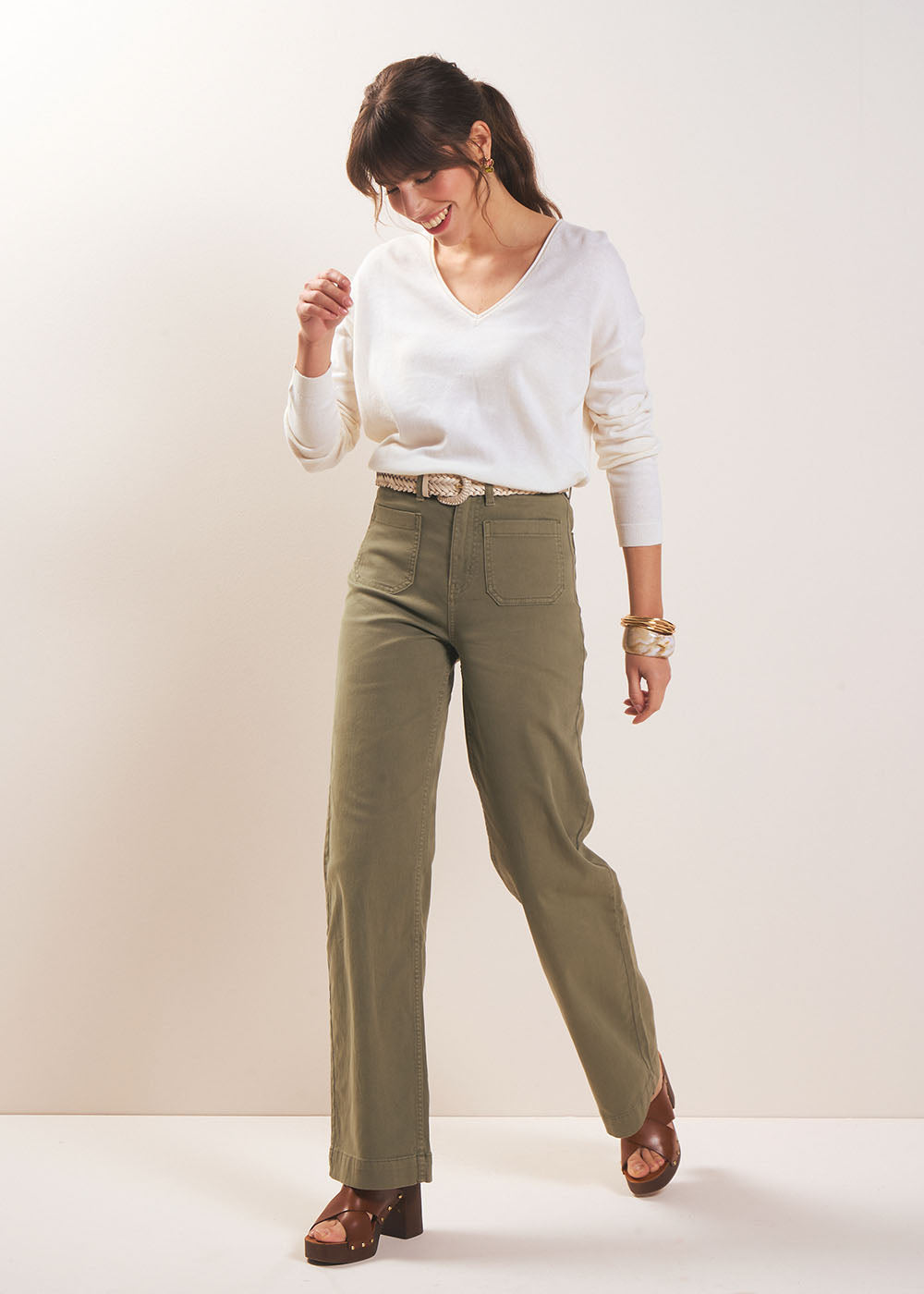STACYA Pantalon jambe large taille haute - 1 - Sud Express - Sud Express