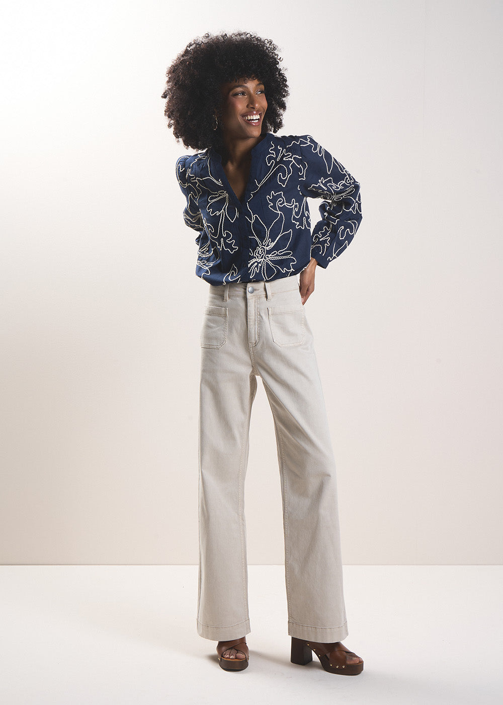 Pantalon jambe large taille haute - Sud Express - 1 - Sud Express