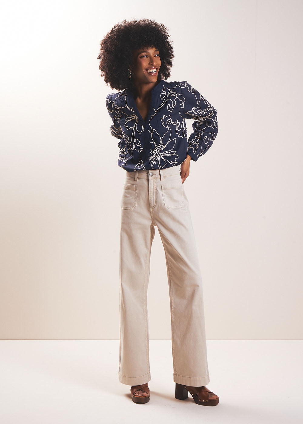 STACYA Pantalon jambe large taille haute - 1 - Sud Express - Sud Express