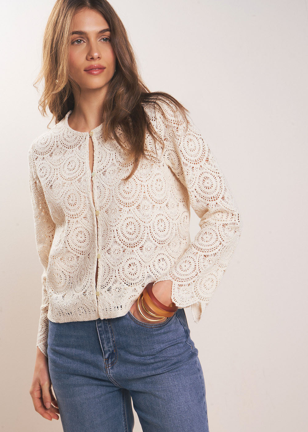 GRANITA Gilet en coton brodé - 1 - Sud Express - Sud Express