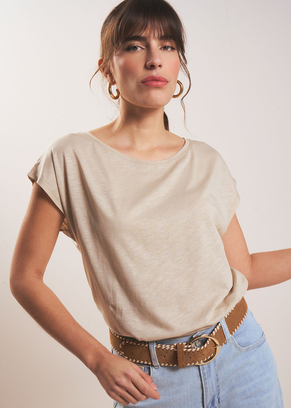 Col Rond Basic Chic Lonya Tee Shirt Femme Grande Taille Manches Courtes D' été Coton Top Coton Manches Courtes Imprimé