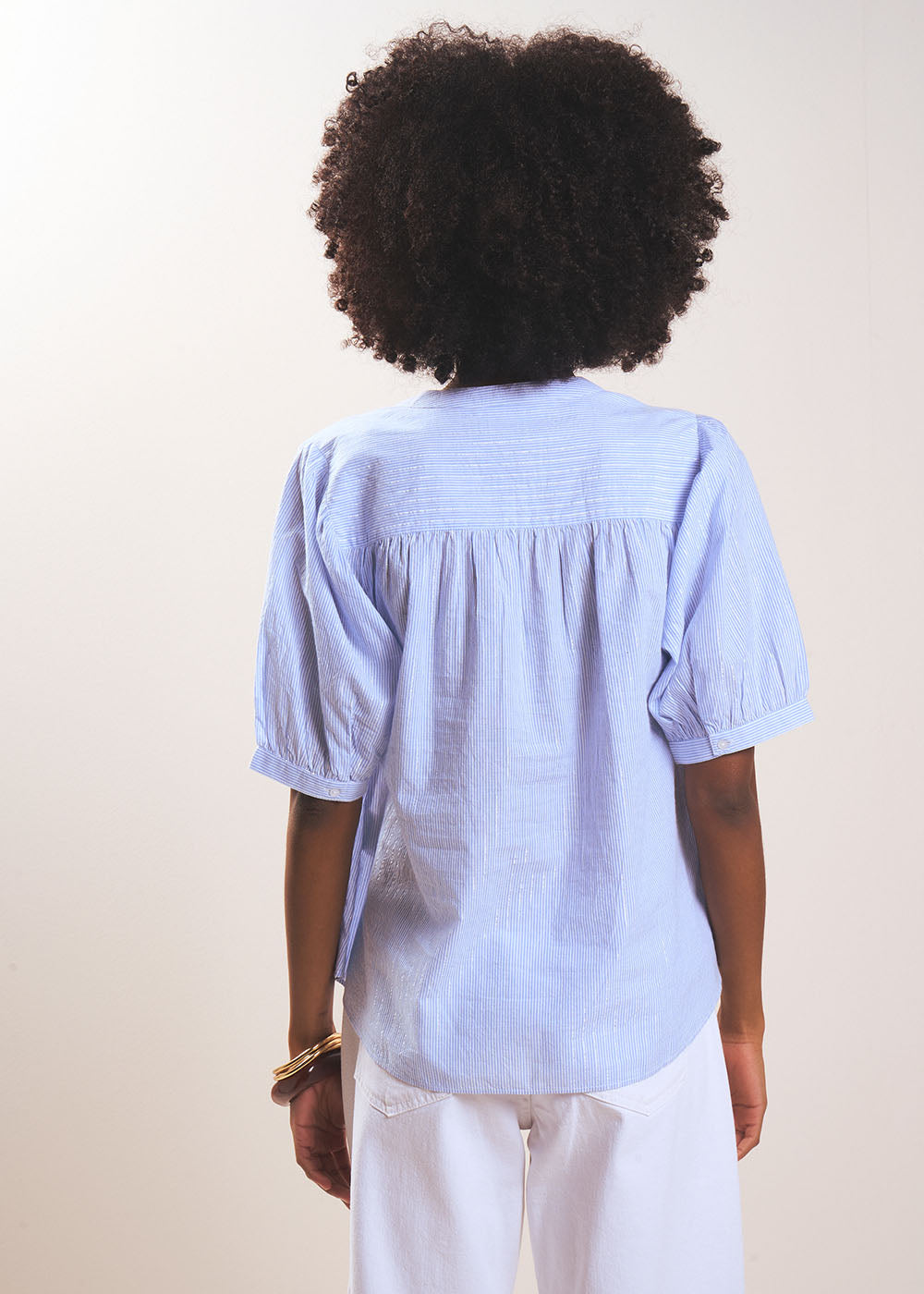 Chemise rayée et manches courtes ballon - Sud Express - 3 - Sud Express